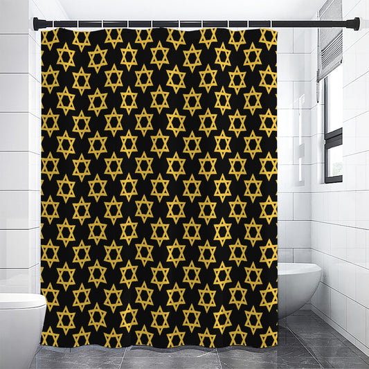 Black And Yellow Star of David Print Premium Shower Curtain