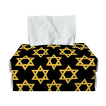 Black And Yellow Star of David Print Rectangle Tissue Box Cover
