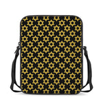 Black And Yellow Star of David Print Rectangular Crossbody Bag