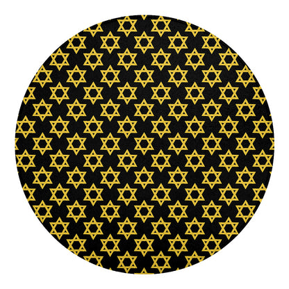 Black And Yellow Star of David Print Round Blanket