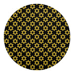 Black And Yellow Star of David Print Round Blanket