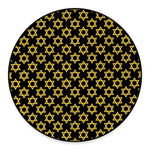 Black And Yellow Star of David Print Round Floor Mat
