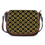 Black And Yellow Star of David Print Saddle Bag