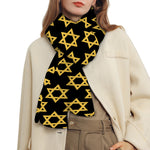 Black And Yellow Star of David Print Scarf