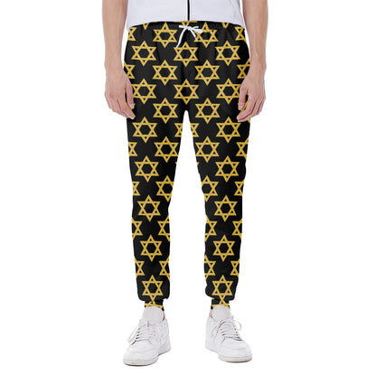 Black And Yellow Star of David Print Scuba Joggers