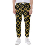 Black And Yellow Star of David Print Scuba Joggers