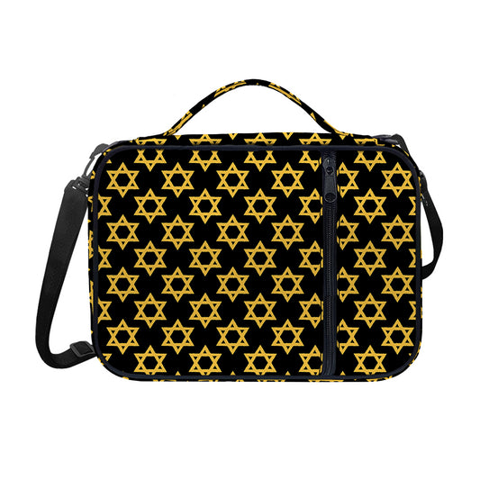 Black And Yellow Star of David Print Shoulder Strap Bible Bag