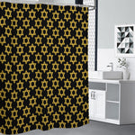 Black And Yellow Star of David Print Shower Curtain