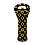 Black And Yellow Star of David Print Single Neoprene Wine Tote