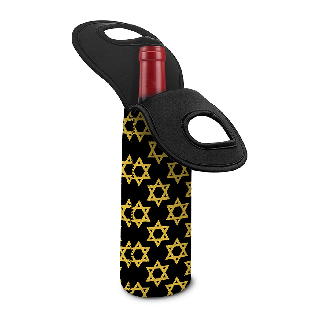 Black And Yellow Star of David Print Single Neoprene Wine Tote