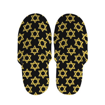 Black And Yellow Star of David Print Slippers