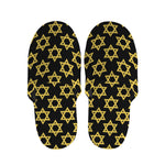 Black And Yellow Star of David Print Slippers