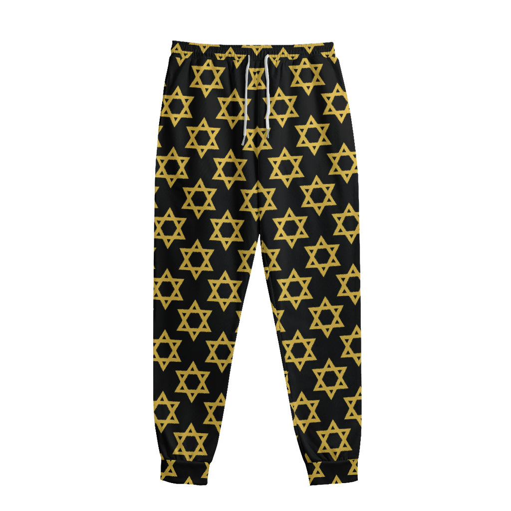 Black And Yellow Star of David Print Sweatpants