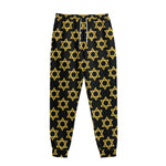 Black And Yellow Star of David Print Sweatpants