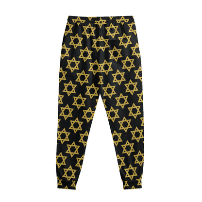 Black And Yellow Star of David Print Sweatpants