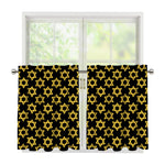 Black And Yellow Star of David Print Tier Curtains