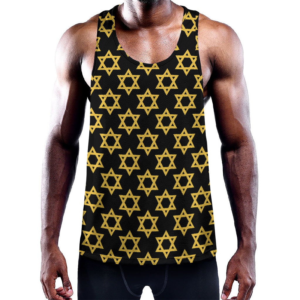 Black And Yellow Star of David Print Training Tank Top