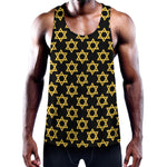 Black And Yellow Star of David Print Training Tank Top