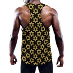 Black And Yellow Star of David Print Training Tank Top