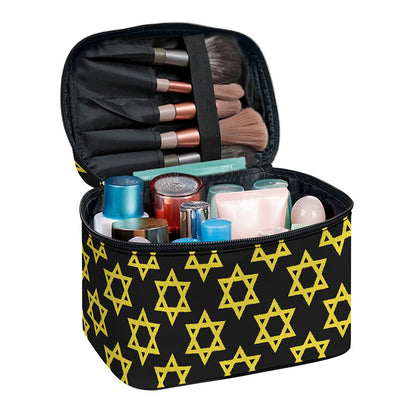 Black And Yellow Star of David Print Travel Makeup Bag