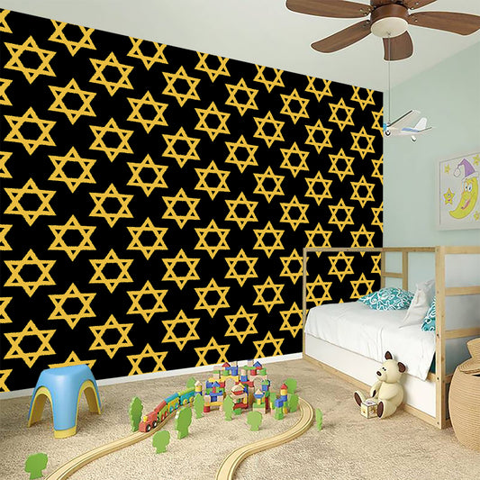 Black And Yellow Star of David Print Wall Sticker