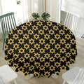Black And Yellow Star of David Print Waterproof Round Tablecloth