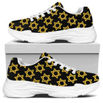 Black And Yellow Star of David Print White Chunky Shoes