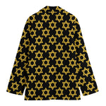 Black And Yellow Star of David Print Women's Blazer