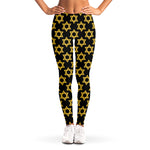 Black And Yellow Star of David Print Women's Leggings
