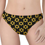 Black And Yellow Star of David Print Women's Thong
