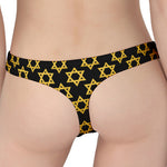 Black And Yellow Star of David Print Women's Thong