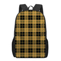 Black And Yellow Tartan Pattern Print 17 Inch Backpack