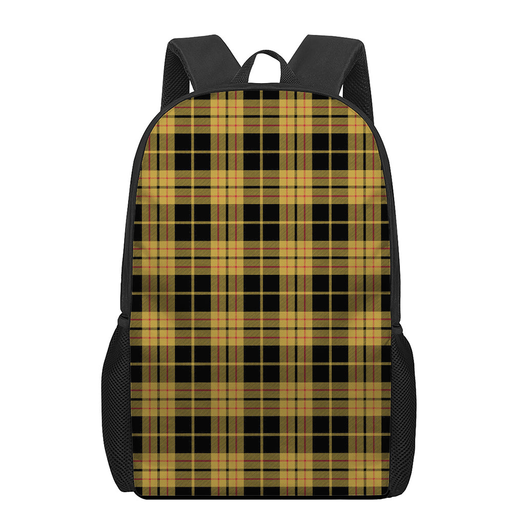Black And Yellow Tartan Pattern Print 17 Inch Backpack