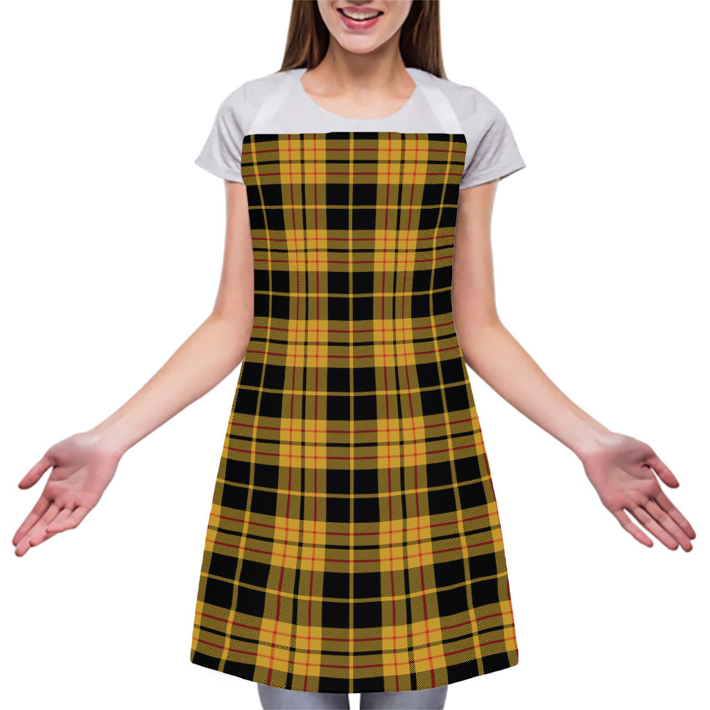 Black And Yellow Tartan Pattern Print Adjustable Apron