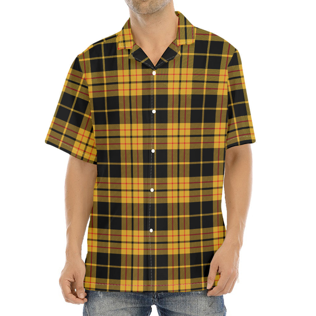 Black And Yellow Tartan Pattern Print Aloha Shirt