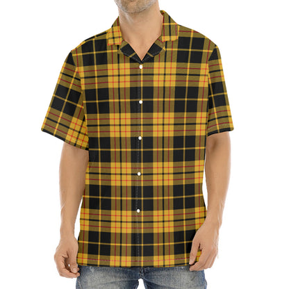 Black And Yellow Tartan Pattern Print Aloha Shirt