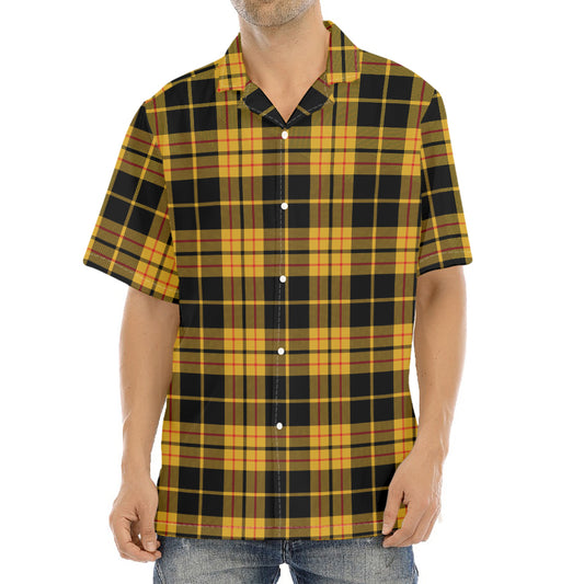 Black And Yellow Tartan Pattern Print Aloha Shirt
