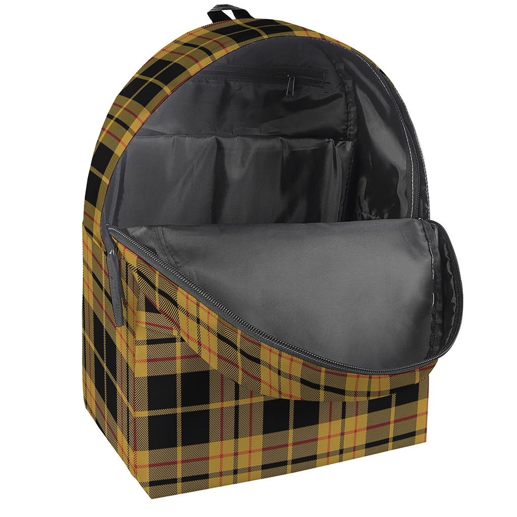 Black And Yellow Tartan Pattern Print Backpack