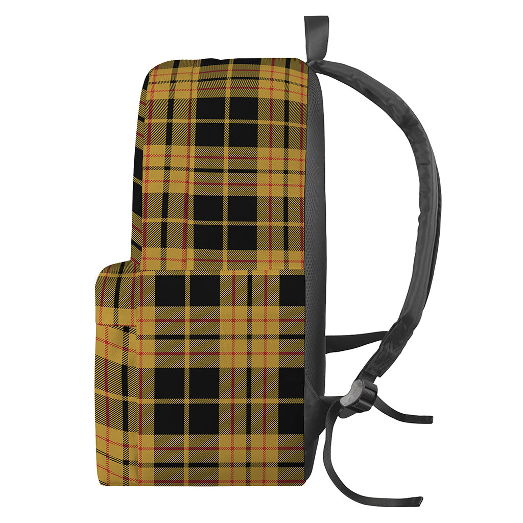 Black And Yellow Tartan Pattern Print Backpack