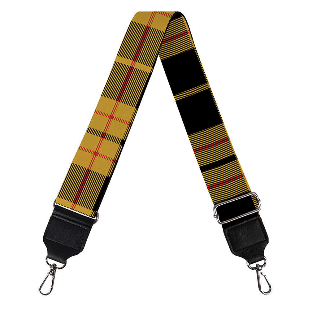 Black And Yellow Tartan Pattern Print Bag Strap