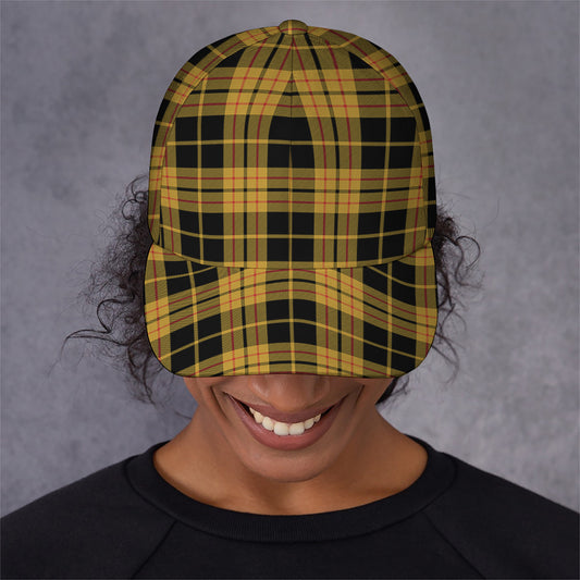 Black And Yellow Tartan Pattern Print Baseball Cap