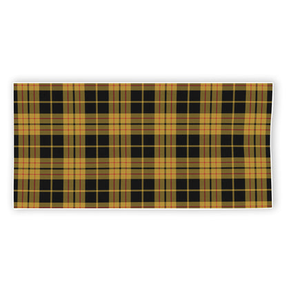 Black And Yellow Tartan Pattern Print Beach Towel