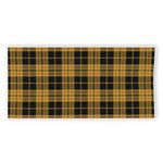 Black And Yellow Tartan Pattern Print Beach Towel