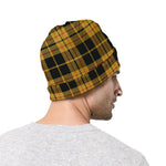 Black And Yellow Tartan Pattern Print Beanie