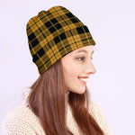 Black And Yellow Tartan Pattern Print Beanie