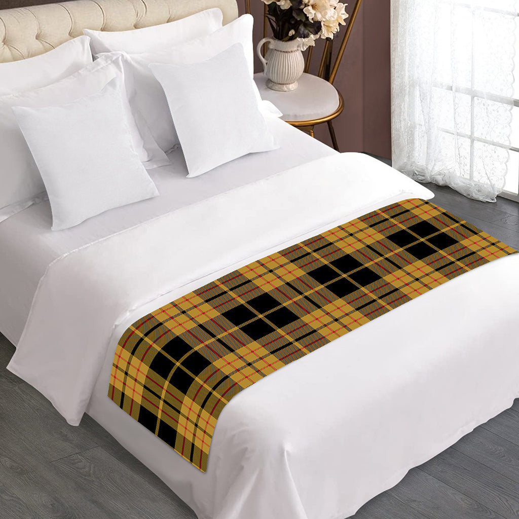 Black And Yellow Tartan Pattern Print Bed Runner