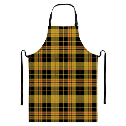 Black And Yellow Tartan Pattern Print Bib Apron With Pocket