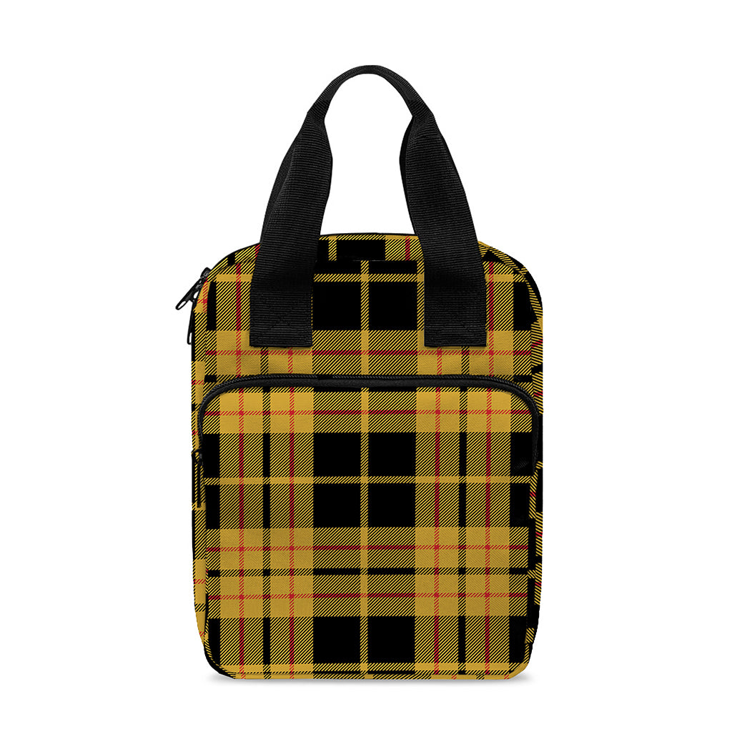 Black And Yellow Tartan Pattern Print Bible Tote Bag