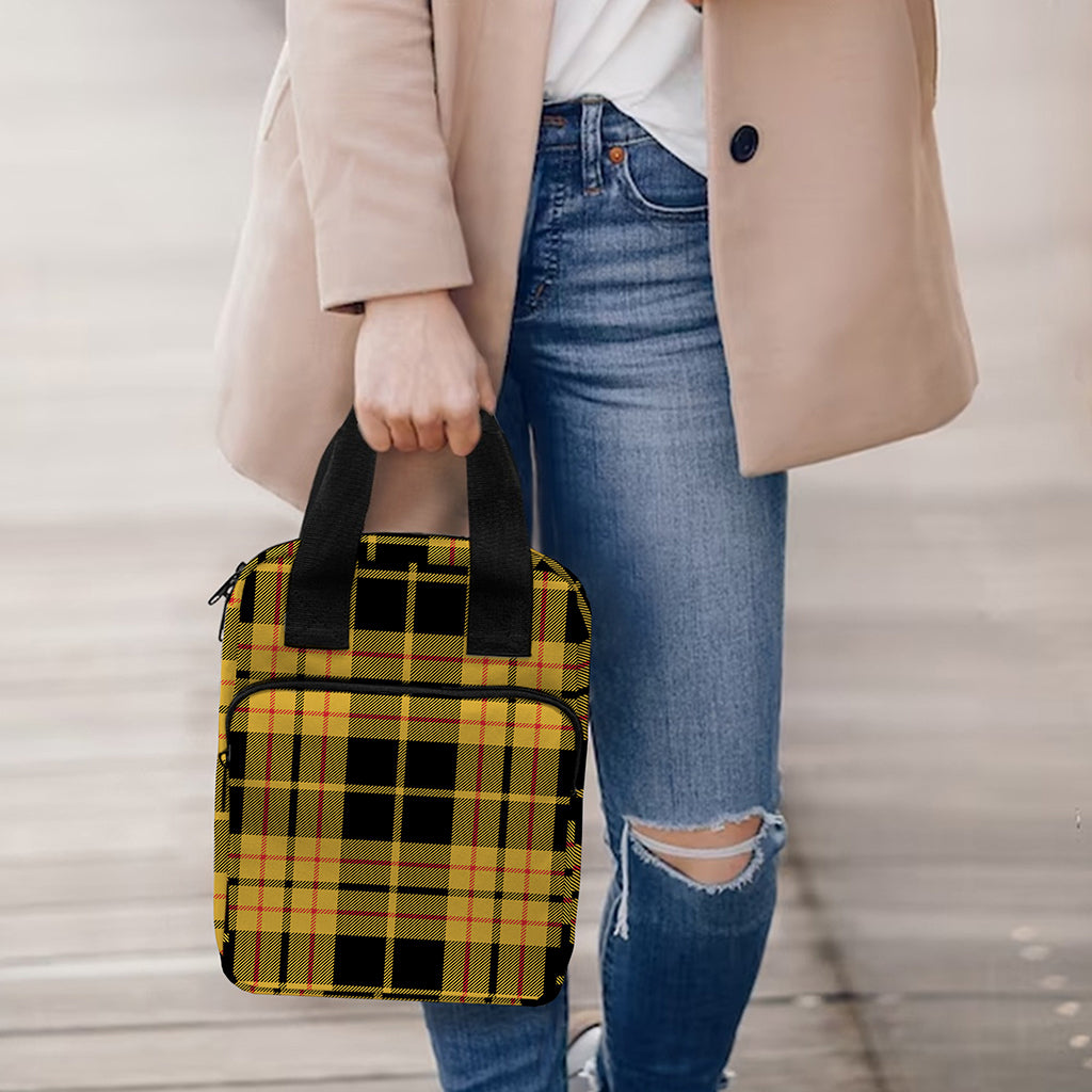 Black And Yellow Tartan Pattern Print Bible Tote Bag