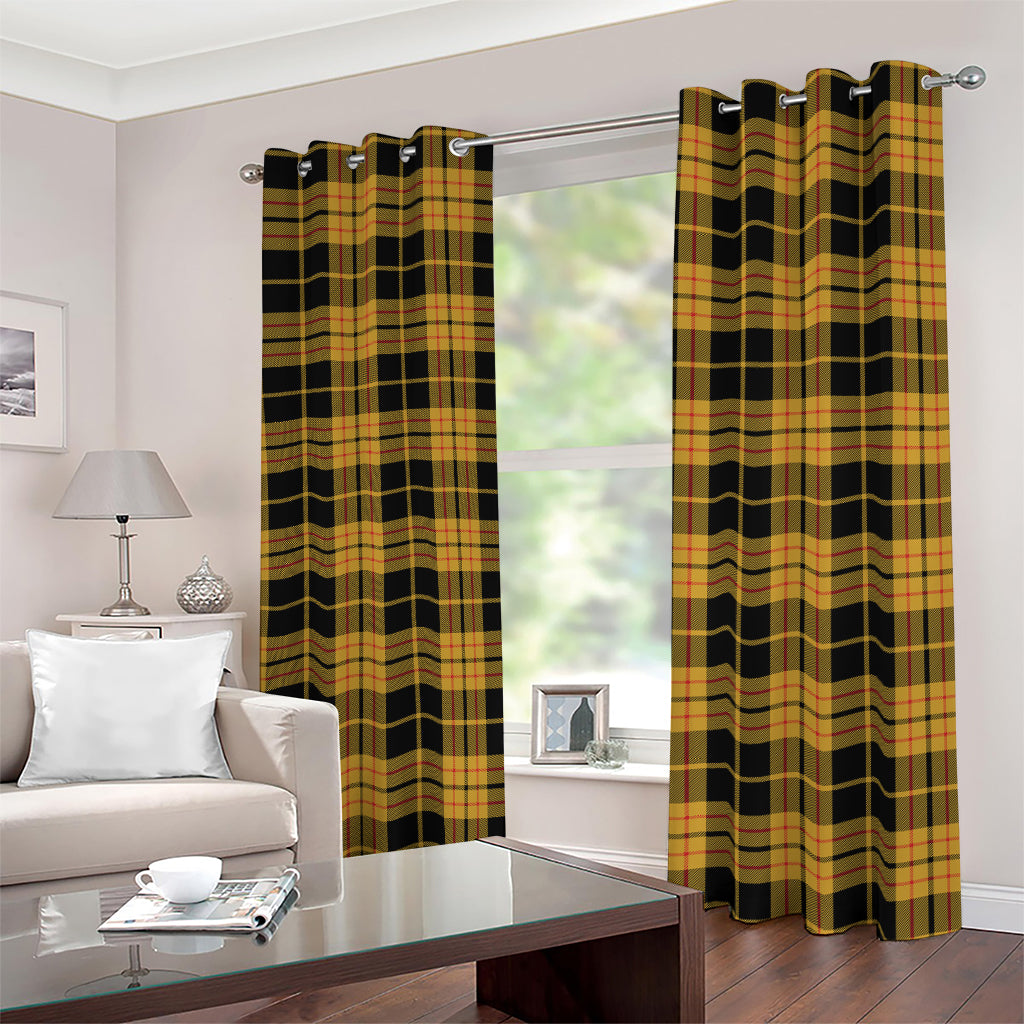 Black And Yellow Tartan Pattern Print Blackout Grommet Curtains